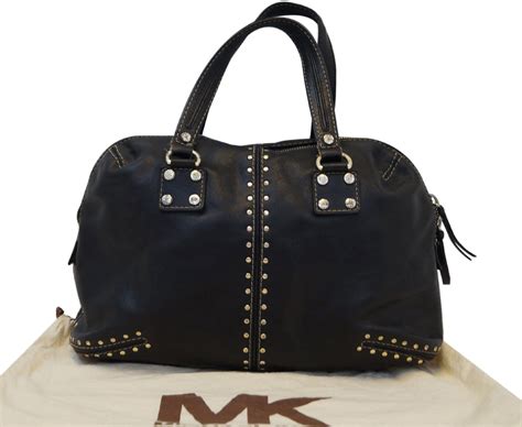 black michael kors handbag with gold studs|michael kors astor handbags.